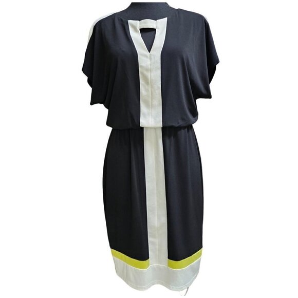 Sangria Black Romper Style Mid Length Pull Over Stretch Casual Dress, Size 4 - Picture 1 of 5